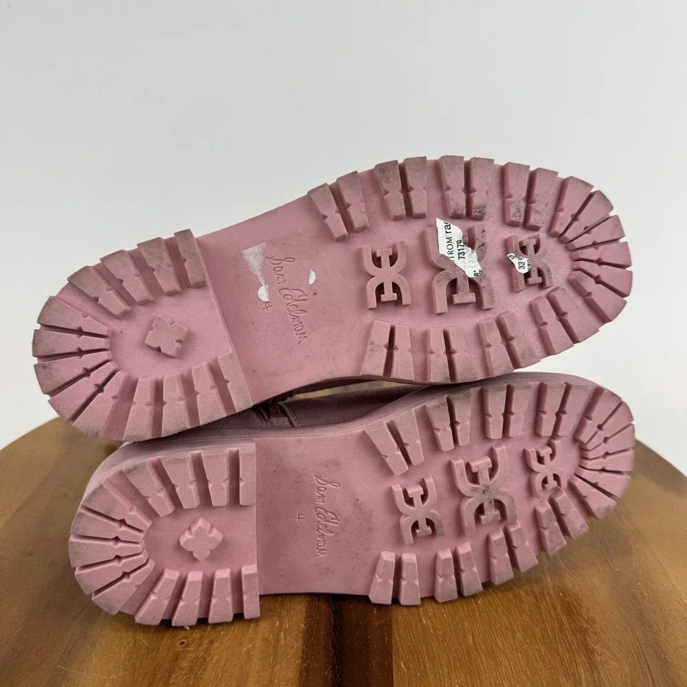 Big Kids Sam Edelman Laguna Pink Leather Lug Sole Chelsea Ankle Boots‎ Size 4 Y